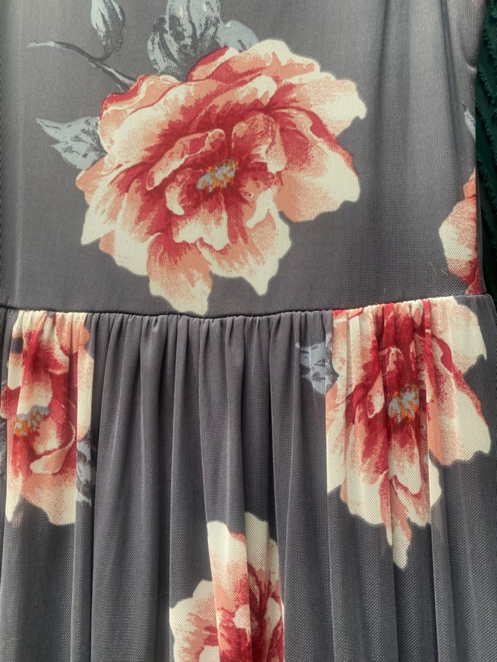 Soprano Floral Maxi Dress in Gray with Pink Accents - Picture 3 of 4